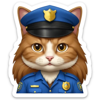 long-haired cat police sticker