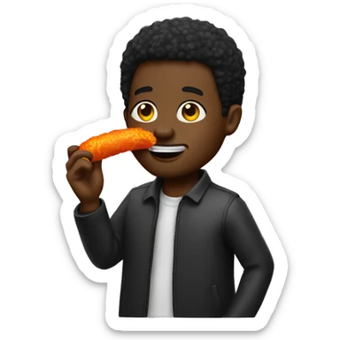 Black man eating a hot Cheeto sticker