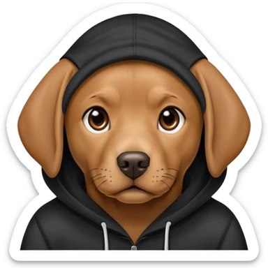Cute Brown Labrador wearing black hoodie sticker
