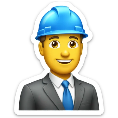 a business man with a blue house builder helnmet sticker