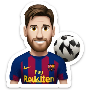 Messi with a sign that says Andres B. sticker