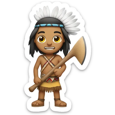 Native American Indian with hatchet sticker