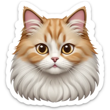 cinematic-adorable-big-eyed-fluffy-ragdoll-cat-portrait-emoji,-head-tilted-playfully-with-a-sweet-expression,-fluffy-white and grey-fur,-simplified-yet-irresistibly-cute-features-with-large,-expression, solid ginger persian cat sticker