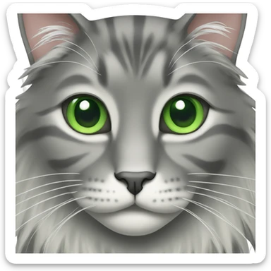 gray long hair cat with green eyes sticker