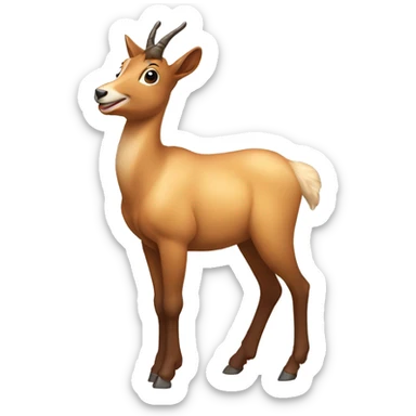 happy smiling brown chamois left hoof pointing up sticker