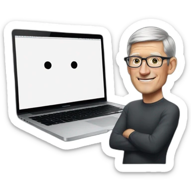 tim cook with a macbook pro sticker