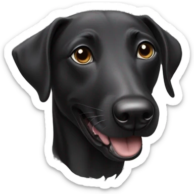 Black dog labrador whippet cross happy face  sticker