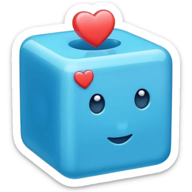 cute blue cube with a tiny heart sticker