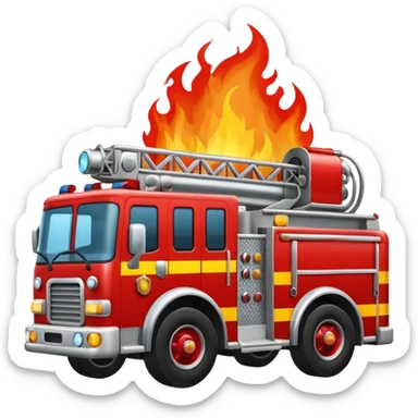 fire truck on fire sticker
