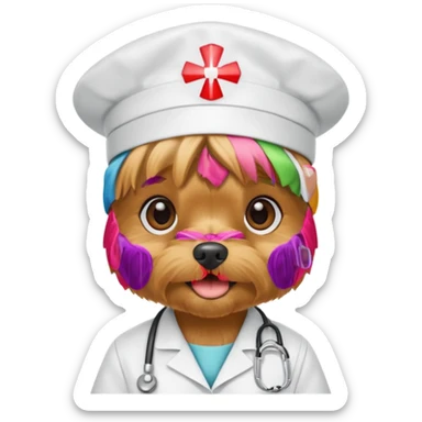cute yorkie dog being a nurse sticker