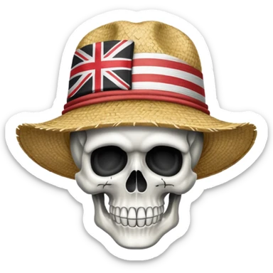 Fait moi un drapeau de tête de mort avec sur la tête un chapeau de paille sticker