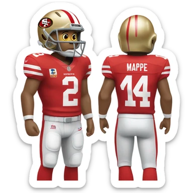 Mbappe wearing a 49ers jersey sticker