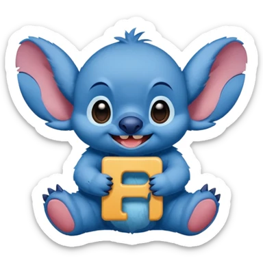 Cute Stitch with the alphabet f sticker