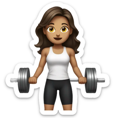 Brunette lifting weights  sticker