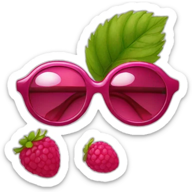 A beautiful raspberry with a big pair of glasses sticker