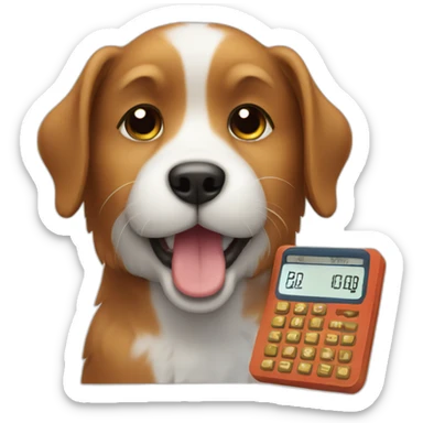 dog using calculator sticker
