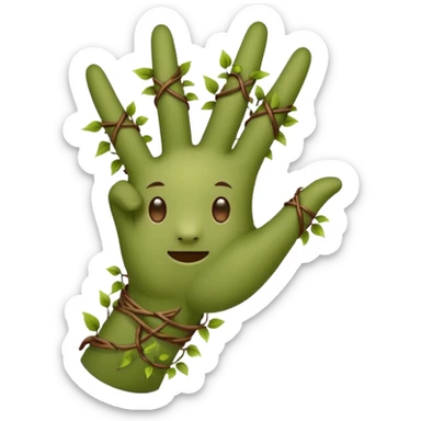 woodland spirit OK hand sign made of vines sticker
