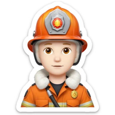 fireman white cat sticker