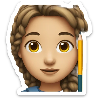 girl with the pencil sticker