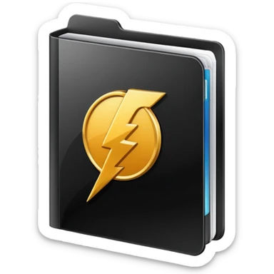 black folder flash file with a finance company logo
 sticker