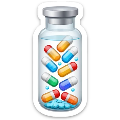 medicine pills in a flask sticker