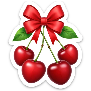 two cherries connected with a bow sticker