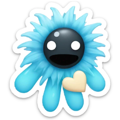 Soot sprite holding pastel blue heart sticker