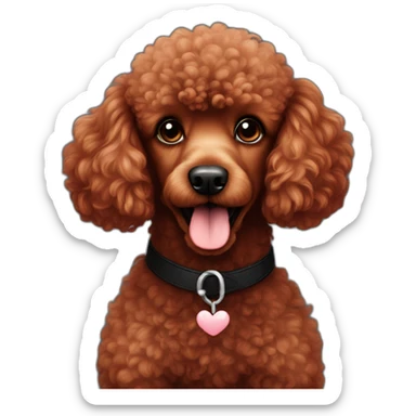 Red poodle in love with black poodle sticker