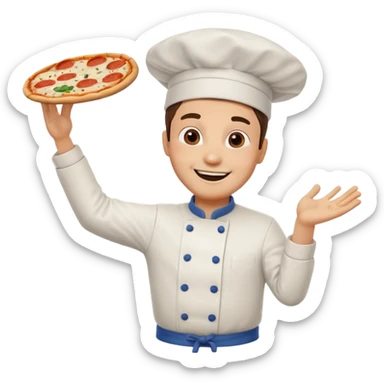 Pizza Chef – tossing pizza dough in air, white hat tilted slightly sticker