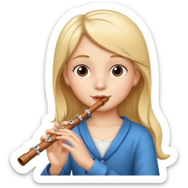 girl kid plays flute sticker
