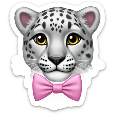 Snow leopard wearing a pink bow tie  sticker