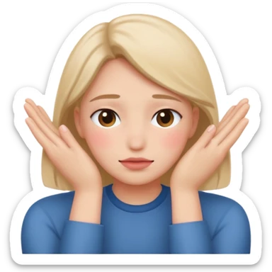 Standard smiley emoji blushing and hiding face with hands sticker