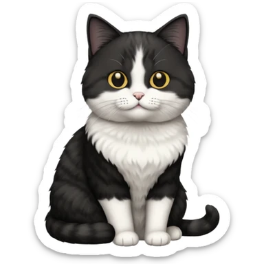 american short hair black white color sticker