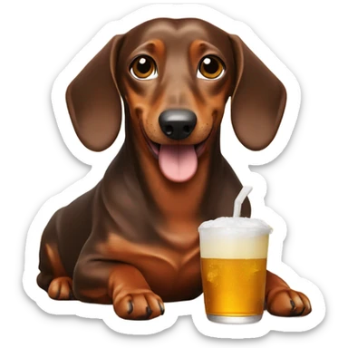 Brown Dachshund drinking a twisted tea sticker