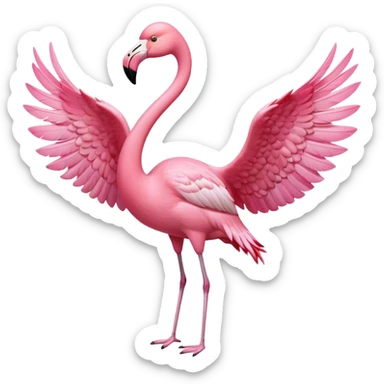 flamingo with wings spread sticker