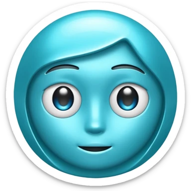 shiny cyan-colored nu (ν) character sticker