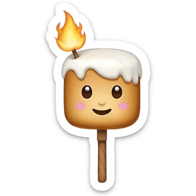 camping fluffy marshmallow stick sticker