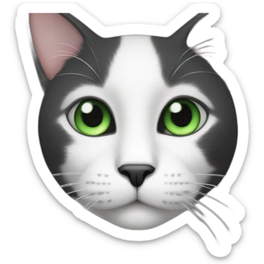 Black and white cat with green eyes sticker