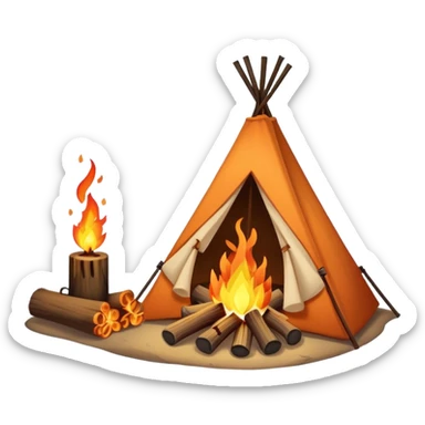 campfire next to a tent sticker
