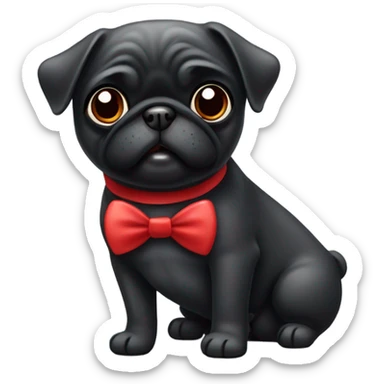 Black pug Valentine’s Day card sticker