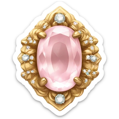 vintage gold necklace with pale pink jewel sticker