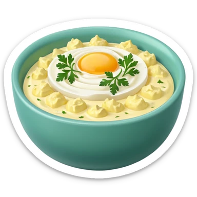 a bowl of egg salad, minimal, simple, clear sticker