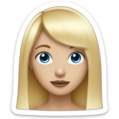 girl with black hair, thick bangs, blue eyes sticker