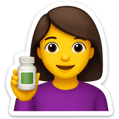 DONNA STILE EMOJI IPHONE CON BOCCETTA DI INTEGRATORE IN MANO, 4K sticker