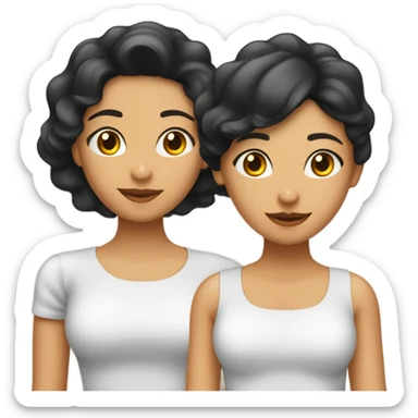 Mujer morena, cabello lacio hasta los hombros, Conjunto  sticker