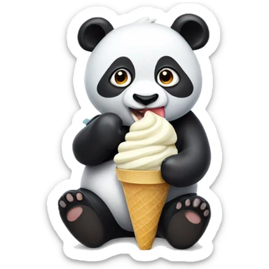 Panda eating ice cream sticker