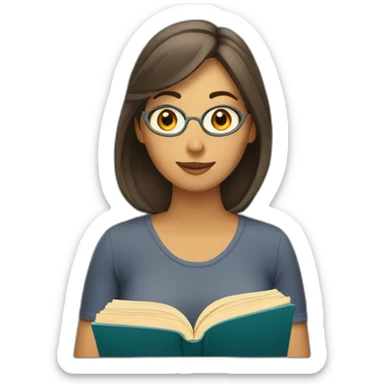 Mujer leyendo sticker