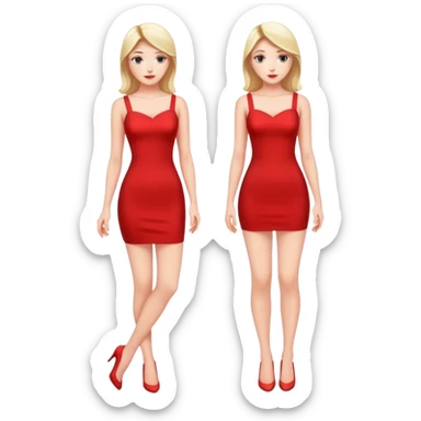 Full body attractive woman tight red dress sticker