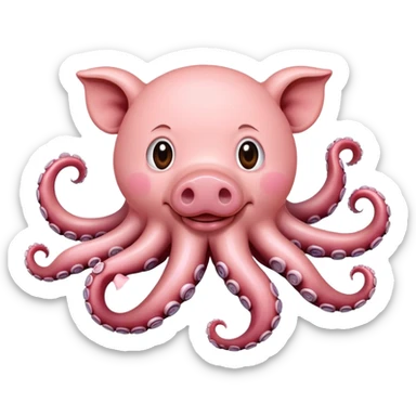 pig eating octopus  sticker