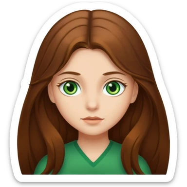 Girl with long brown hair and green eyes  sticker